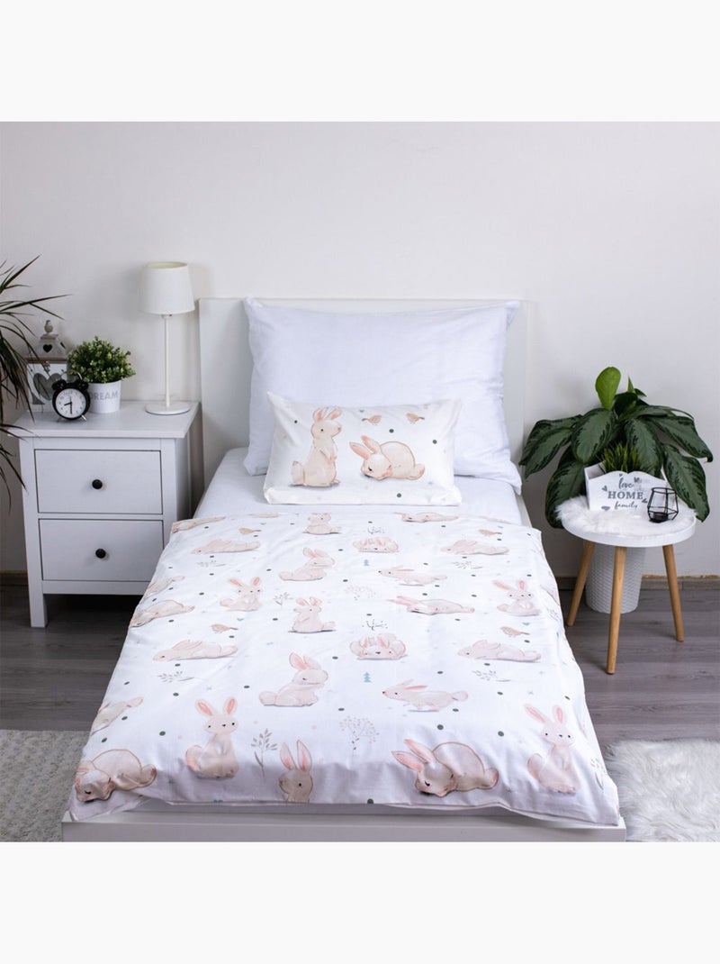 Funda nórdica para bebé 100 cm x 135 cm 100% algodón estampado con conejos cmp Rosa pastel - Kiabi