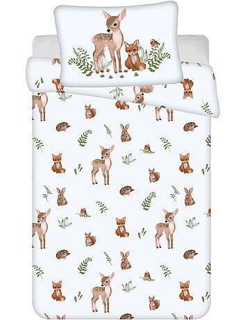 Funda nórdica para bebé cmp 100 cm x 135 cm 100% algodón estampado animales del bosque