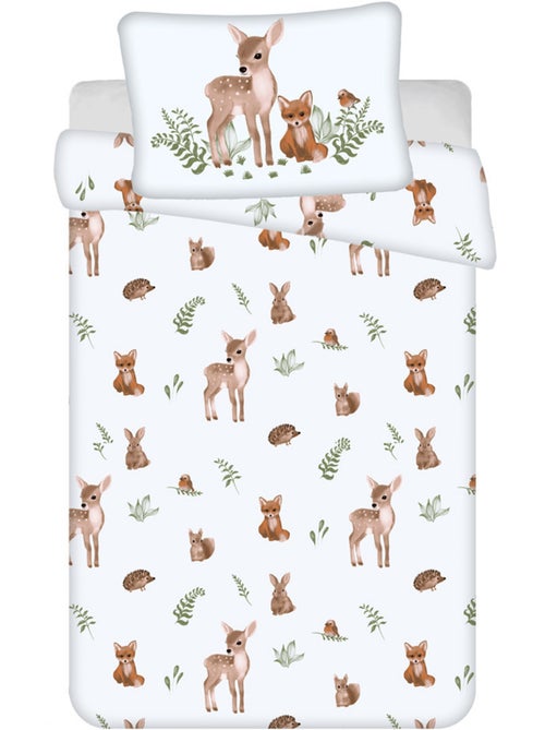 Funda nórdica para bebé cmp 100 cm x 135 cm 100% algodón estampado animales del bosque - Kiabi