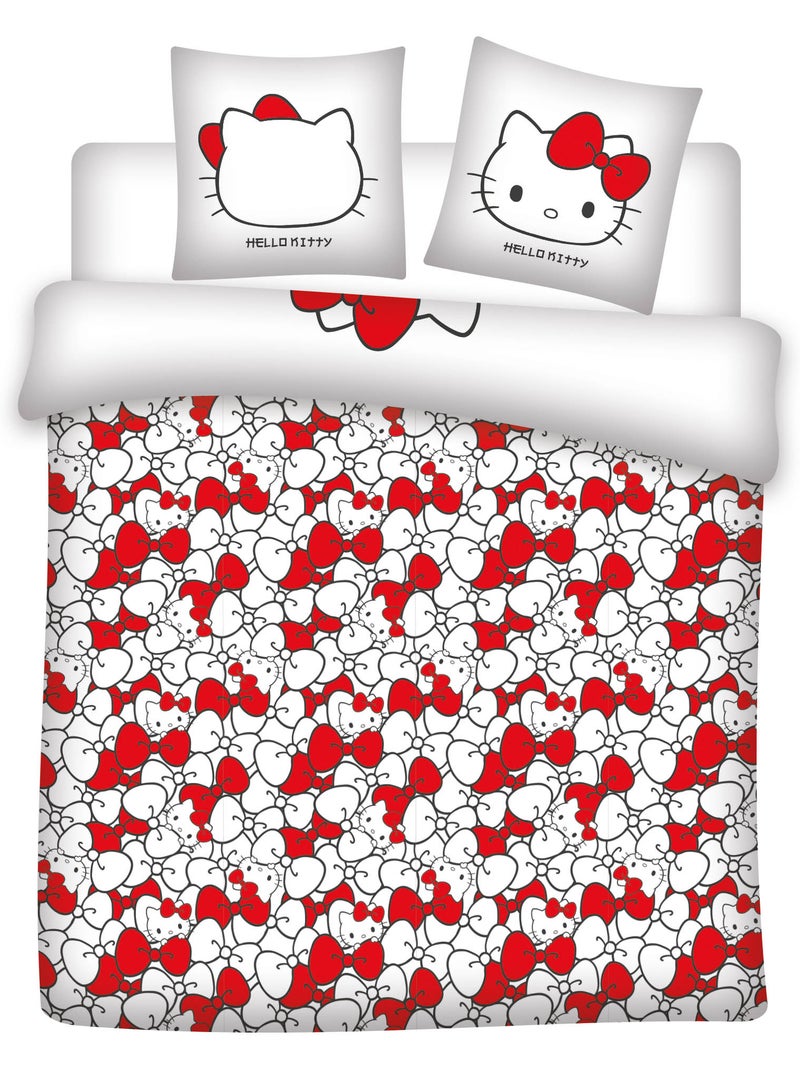 Funda Nordica Polialgodon Hello Kitty Licencia Oficial Sanrio 220x240cm + 2 Fundas 65x65cm Beige/Blanco - Kiabi