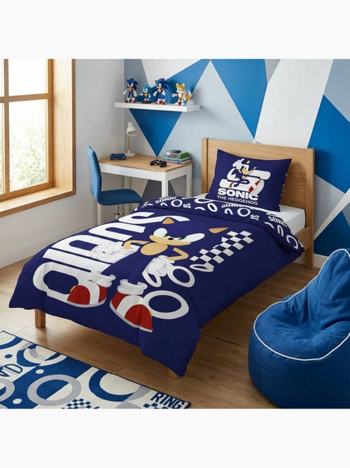 Funda nordica polialgodon sonic the hedgehog licencia oficial sega 140x200cm + funda 65x65cm - Kiabi