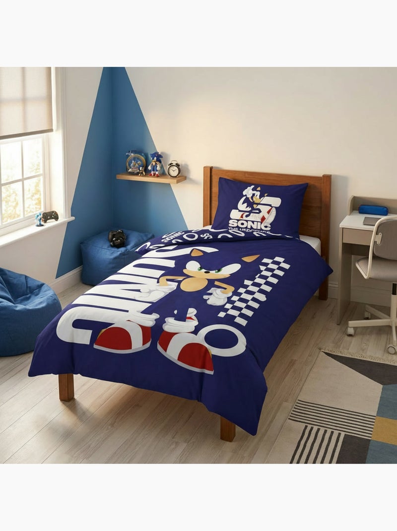 Funda nordica polialgodon sonic the hedgehog licencia oficial sega 140x200cm + funda 65x65cm Negro Azul - Kiabi
