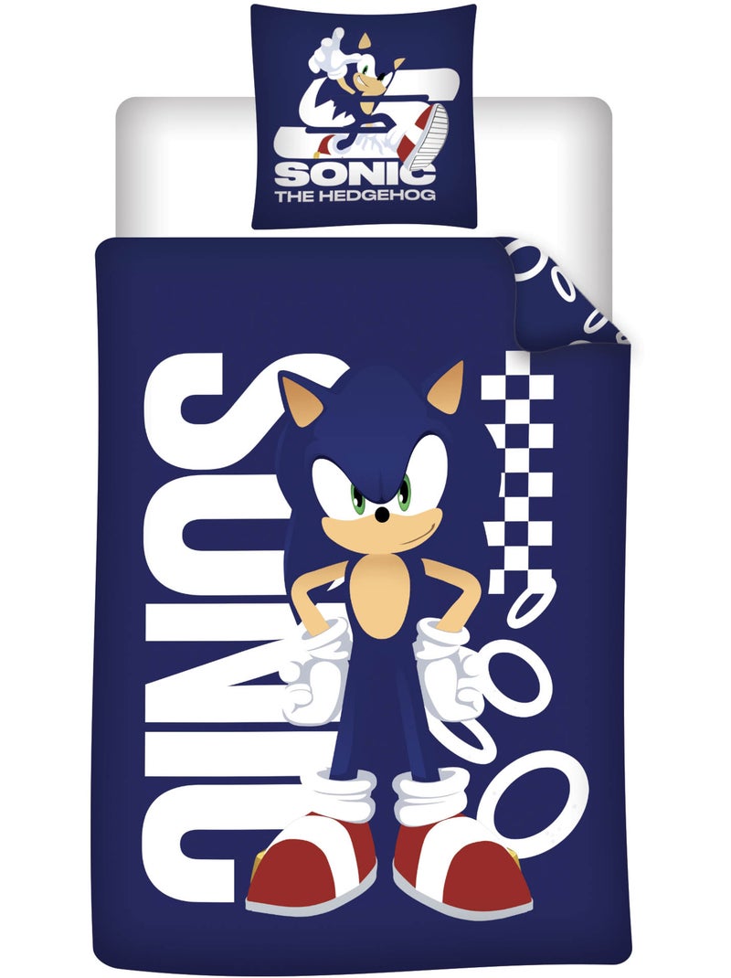 Funda nordica polialgodon sonic the hedgehog licencia oficial sega 140x200cm + funda 65x65cm Negro Azul - Kiabi