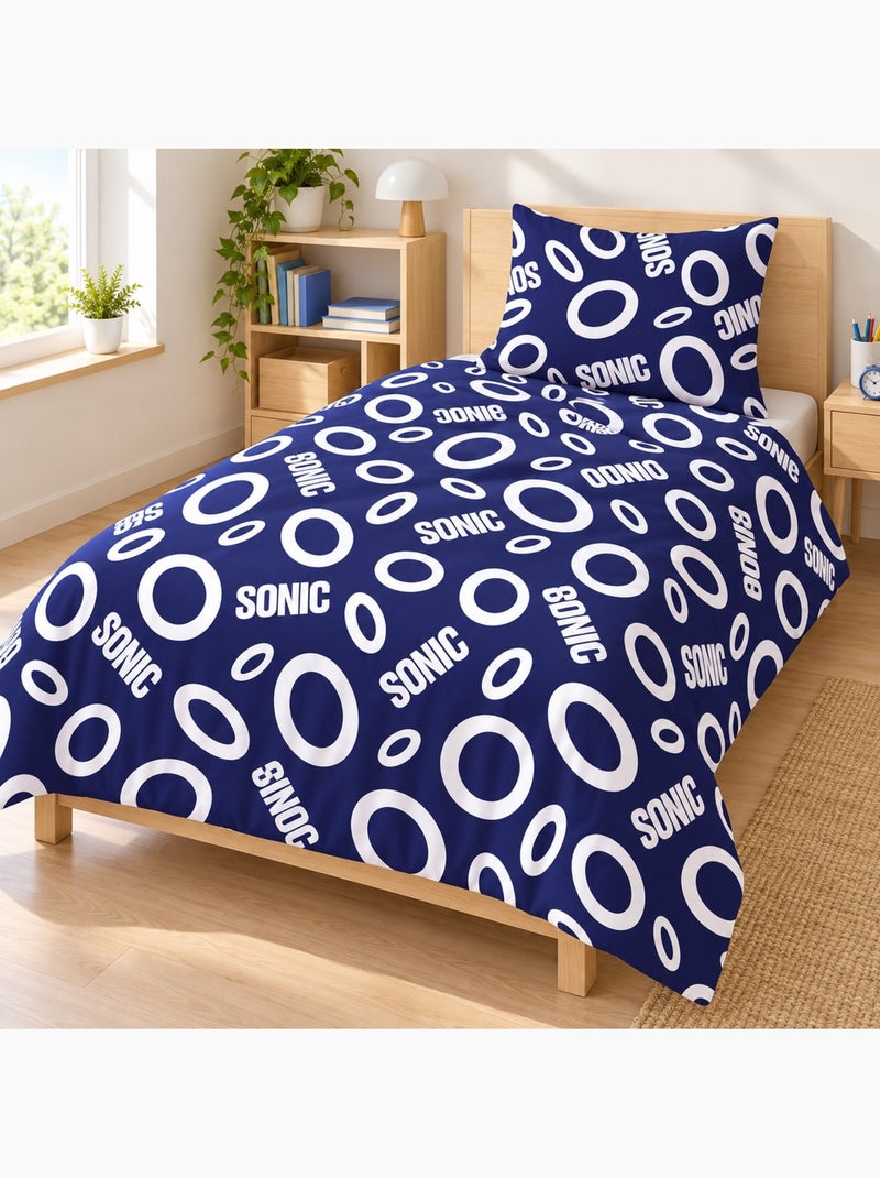 Funda nordica polialgodon sonic the hedgehog licencia oficial sega 140x200cm + funda 65x65cm Negro Azul - Kiabi