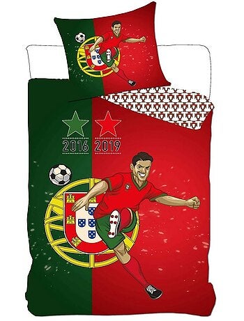 Funda nórdica portugal fútbol 140x200 cm + funda de almohada - juego de cama infantil