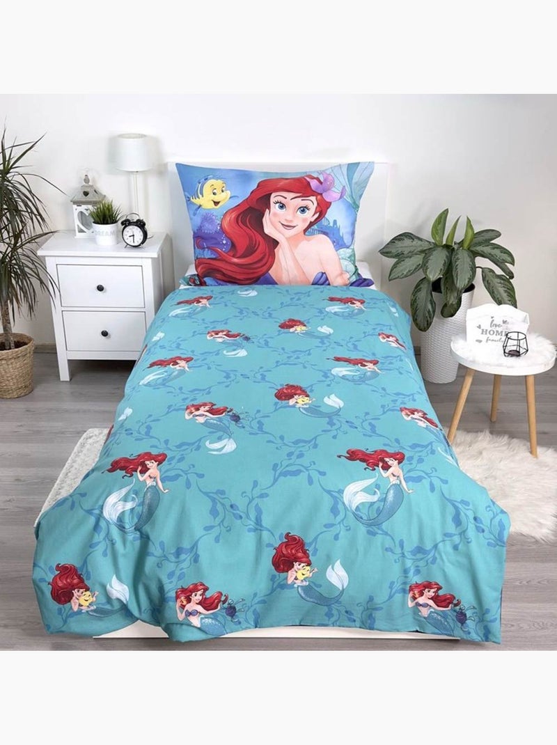 Funda nórdica princesas disney ariel 140x200 cm - funda de almohada incluida Azul verde claro Azul - Kiabi