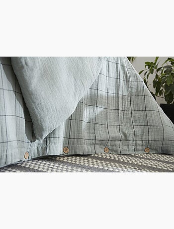 Funda nórdica reversible - gasa de algodón tejida teñida - cuadros grandes - gaïa match