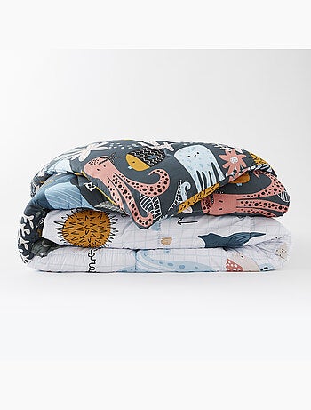 Funda nórdica reversible + 1 funda de almohada – algodón 57 hilos – estampado octopia