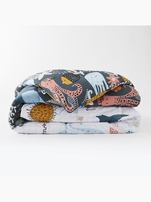 Funda nórdica reversible + 1 funda de almohada – algodón 57 hilos – estampado octopia - Kiabi Funda nórdica reversible + 1 funda de almohada – algodón 57 hilos – estampado octopia - Kiabi