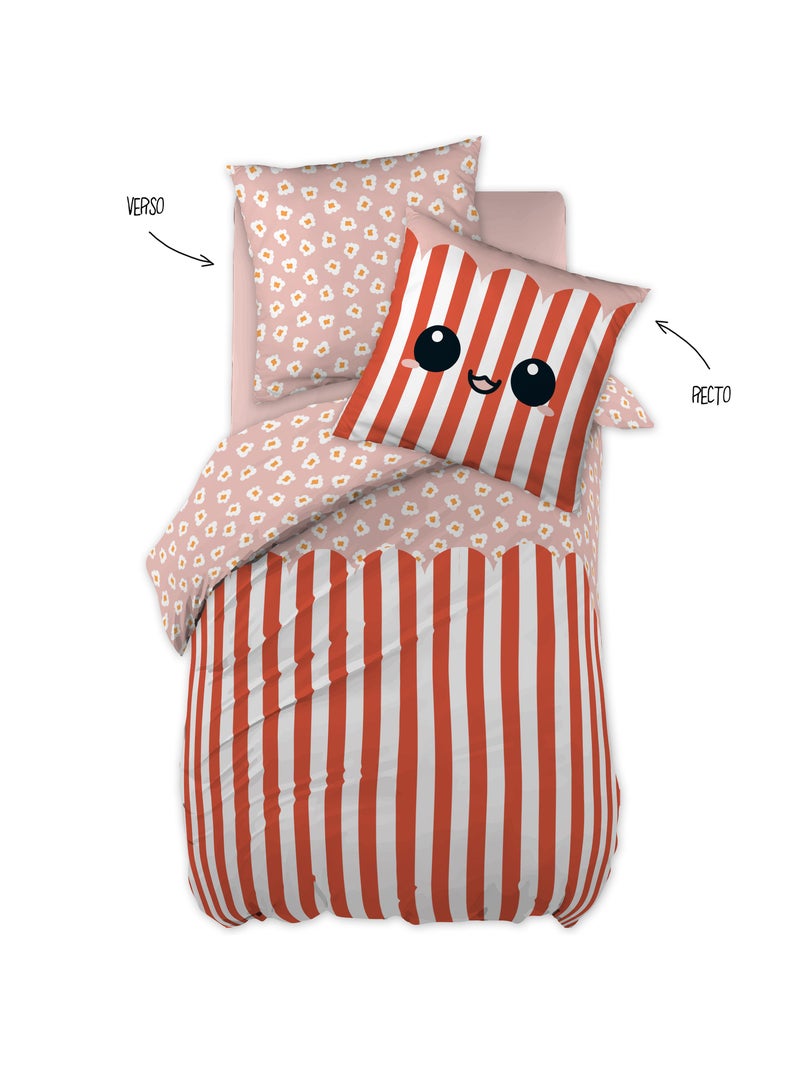 Funda nórdica reversible + 2 fundas de almohada - fresh popcorn Rojo - Kiabi