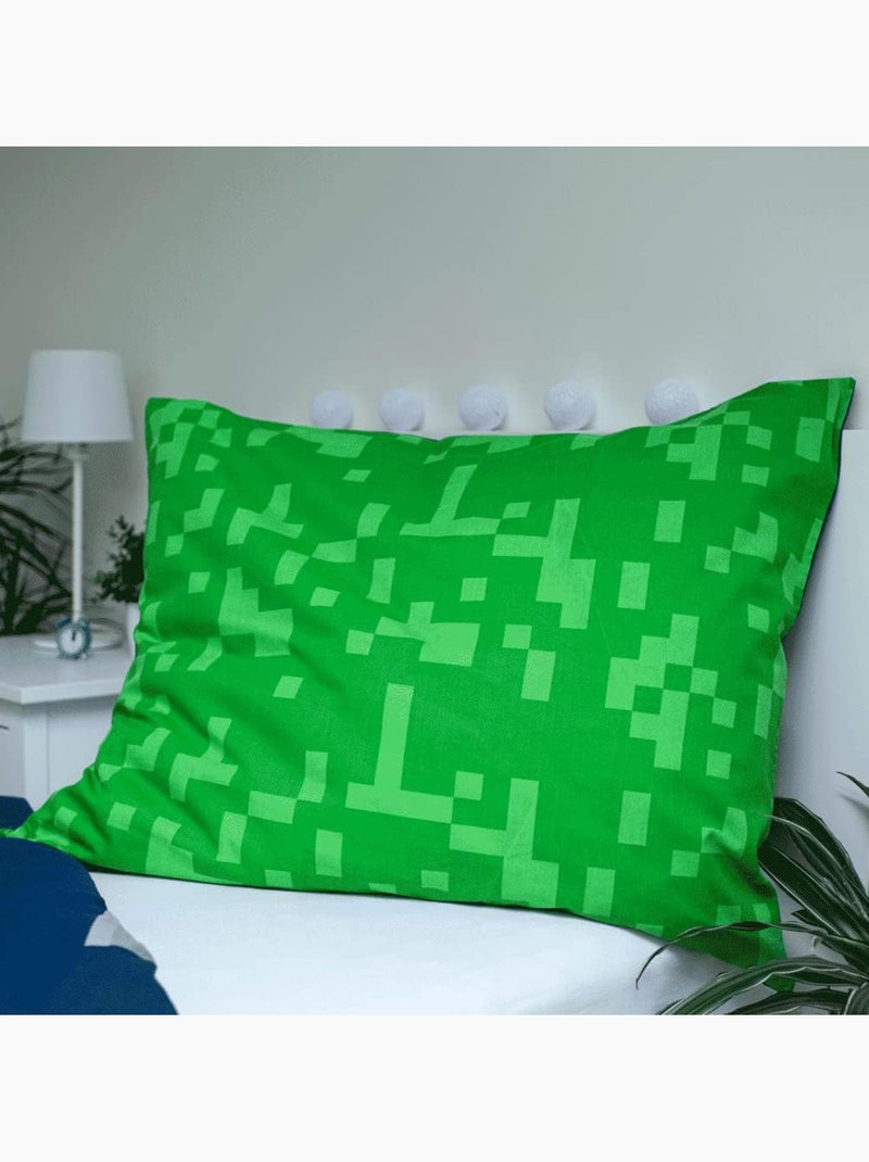 Funda nórdica reversible de algodón minecraft 140 cm x 200 cm con funda de almohada Azul - Kiabi