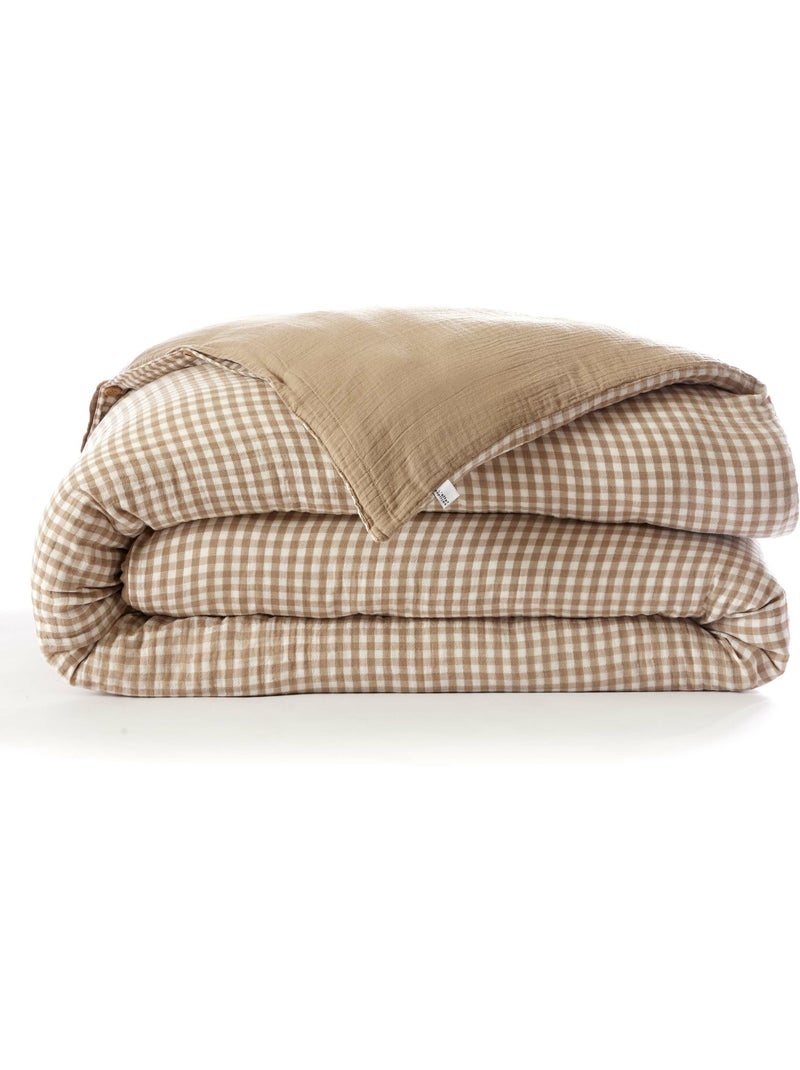 Funda nórdica reversible – gasa de algodón tejida teñida – cuadros vichy - vickie Beige Cordel - Kiabi