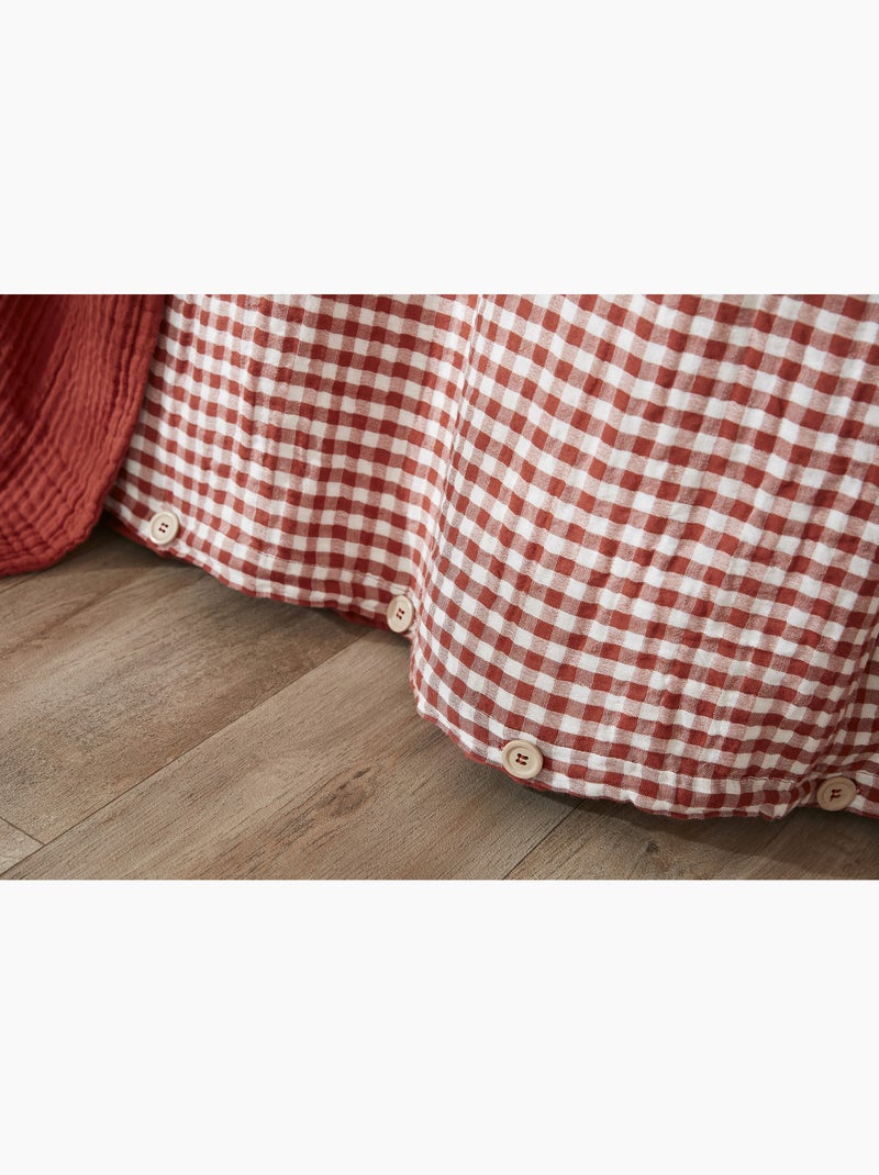 Funda nórdica reversible – gasa de algodón tejida teñida – cuadros vichy - vickie Terracota - Kiabi