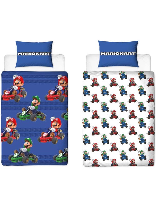 Funda nórdica reversible mario kart 140x200 cm + funda de almohada - juego de cama infantil - Kiabi