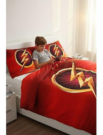 Funda nórdica the flash dc comics 140x200 cm + funda de almohada - juego de cama infantil