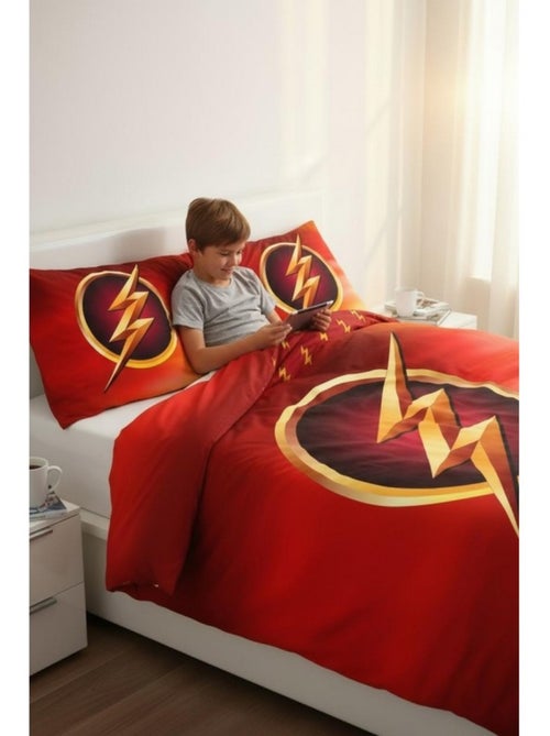 Funda nórdica the flash dc comics 140x200 cm + funda de almohada - juego de cama infantil - Kiabi