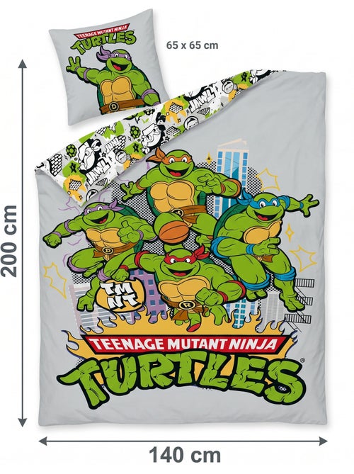 Funda Nórdica Tortugas Ninja TMNT 140x200cm + Funda Almohada 65x65cm – 4 Tortugas Nueva York – Polic - Kiabi Funda Nórdica Tortugas Ninja TMNT 140x200cm + Funda Almohada 65x65cm – 4 Tortugas Nueva York – Polic - Kiabi