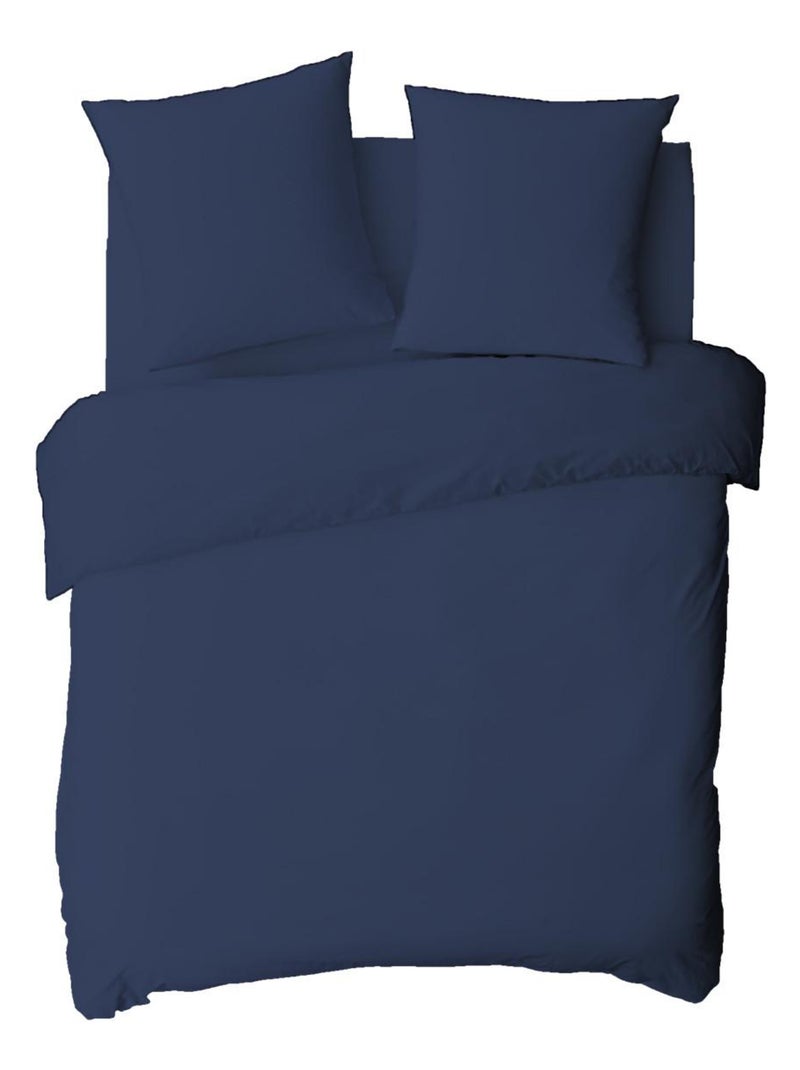 Funda n?rdica lisa de algod?n de 57 hilos Azul - Kiabi