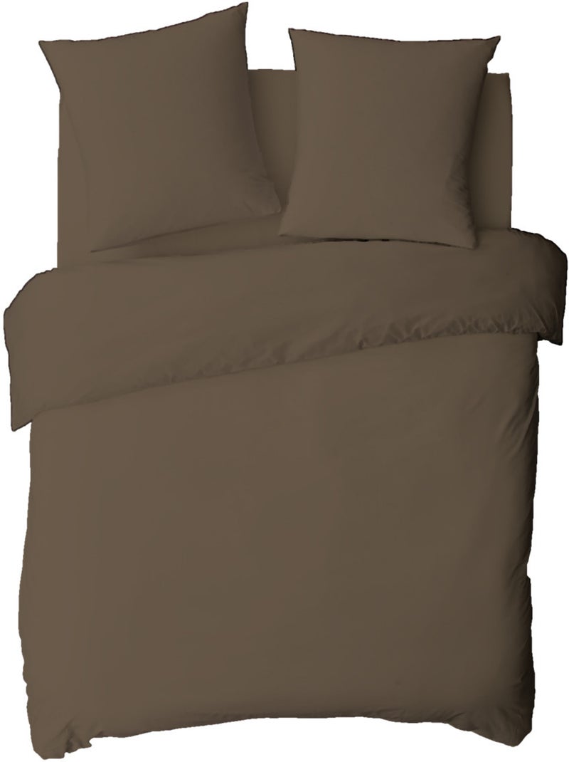 Funda n?rdica lisa de algod?n de 57 hilos Taupe - Kiabi