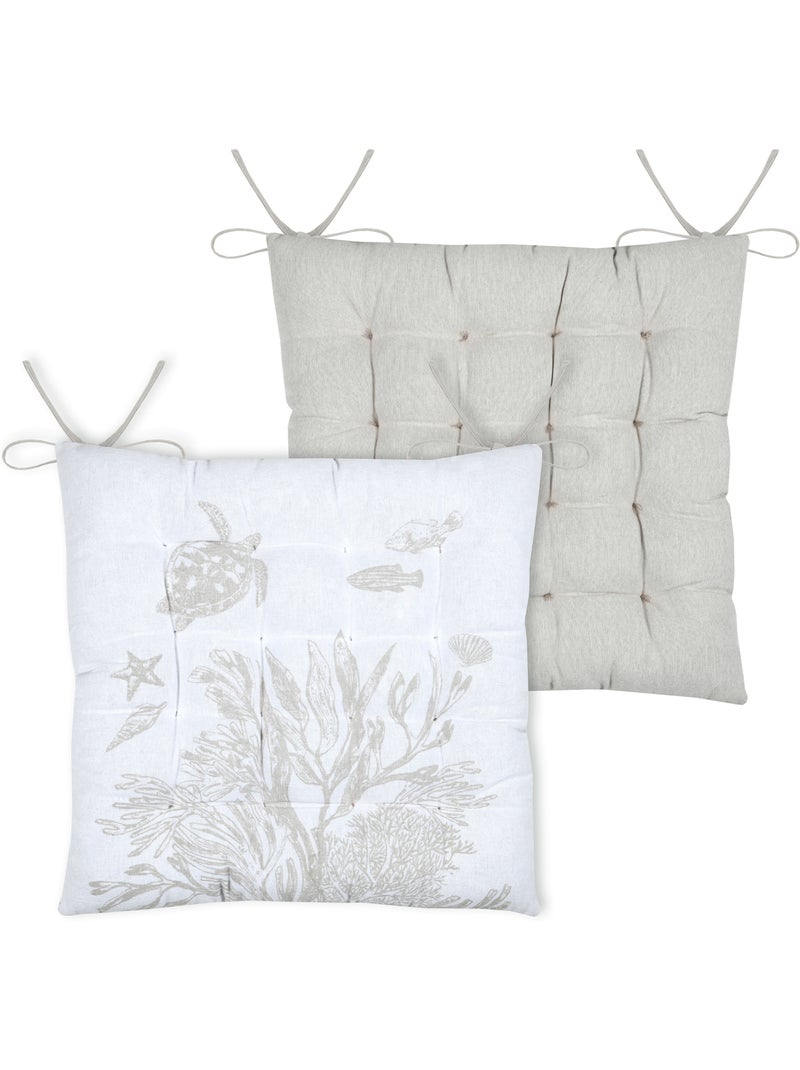 Funda para silla de polialgodón acolchado de 16 puntos con lazos Blanco - Kiabi