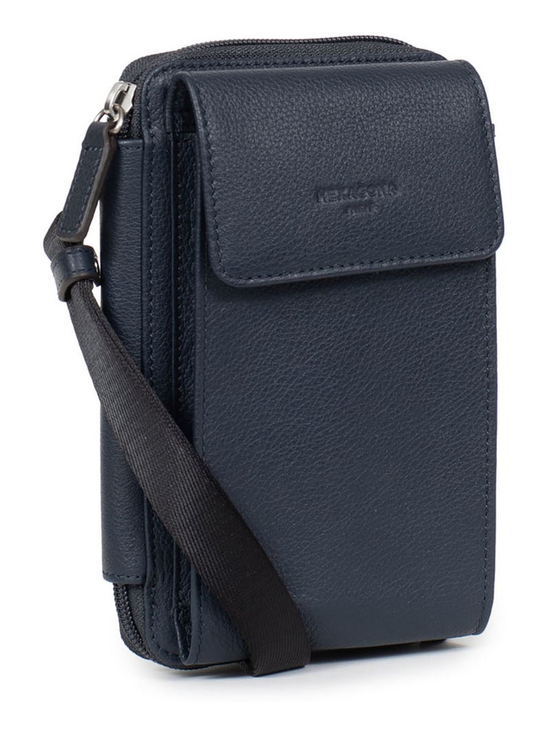 Funda para teléfono con billetera - detener rfid - cuero confort hexagona Azul marino - Kiabi