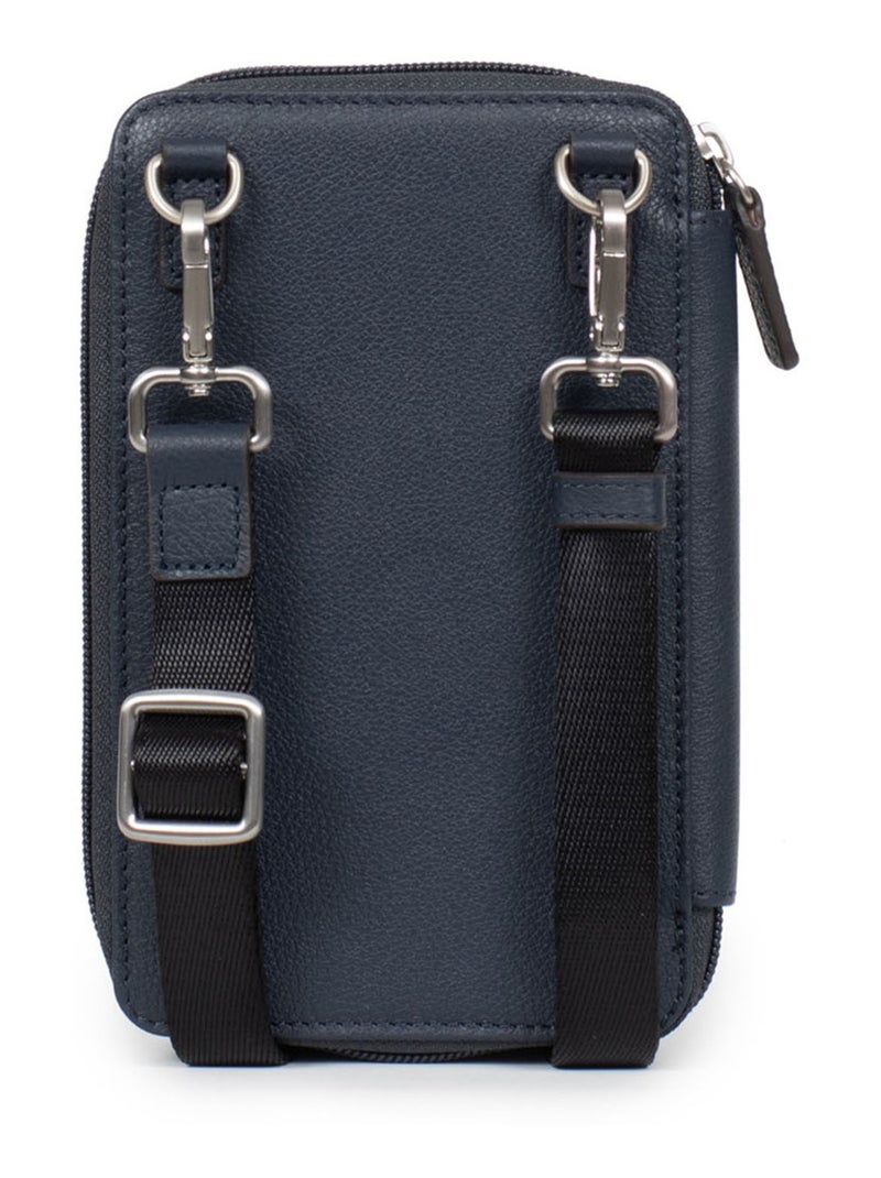 Funda para teléfono con billetera - detener rfid - cuero confort hexagona Azul marino - Kiabi