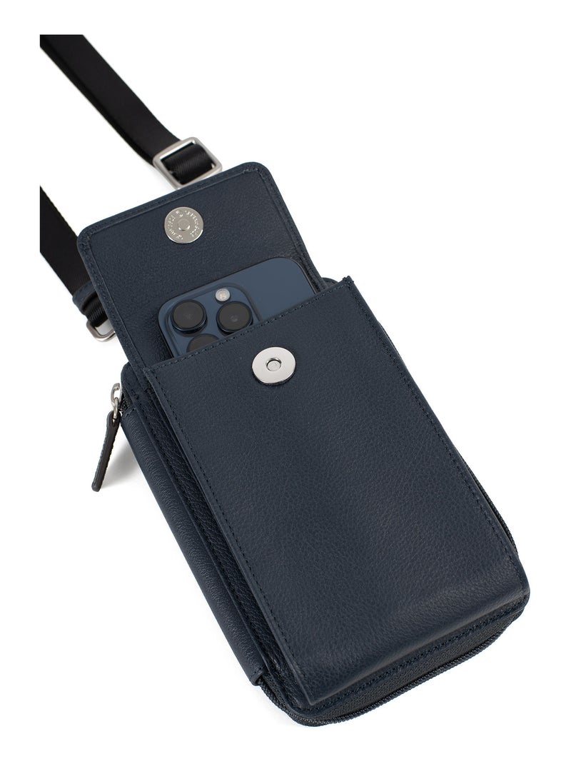 Funda para teléfono con billetera - detener rfid - cuero confort hexagona Azul marino - Kiabi