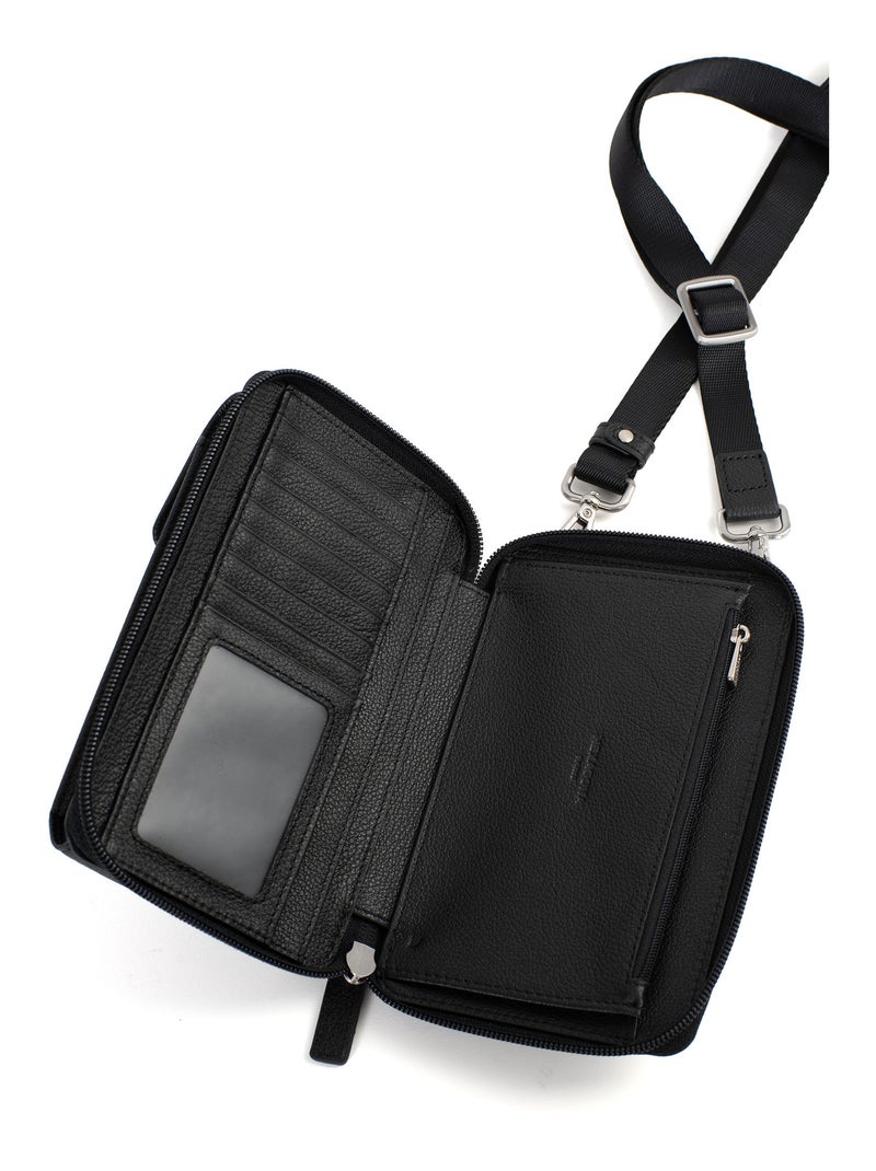 Funda para teléfono con billetera - detener rfid - cuero confort hexagona Negro - Kiabi
