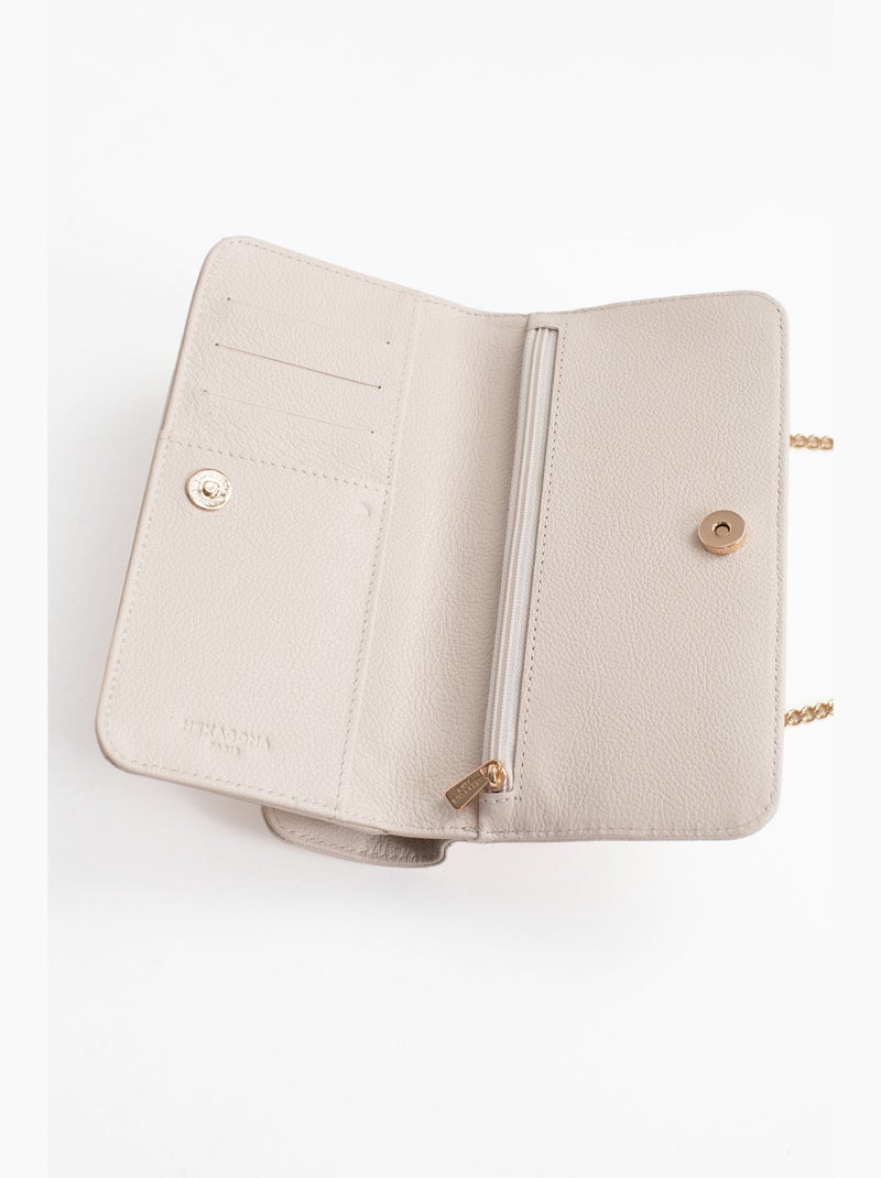 Funda para teléfono con cartera - 1 compartimento - detener rfid - cuero luna hexagona Marfil - Kiabi