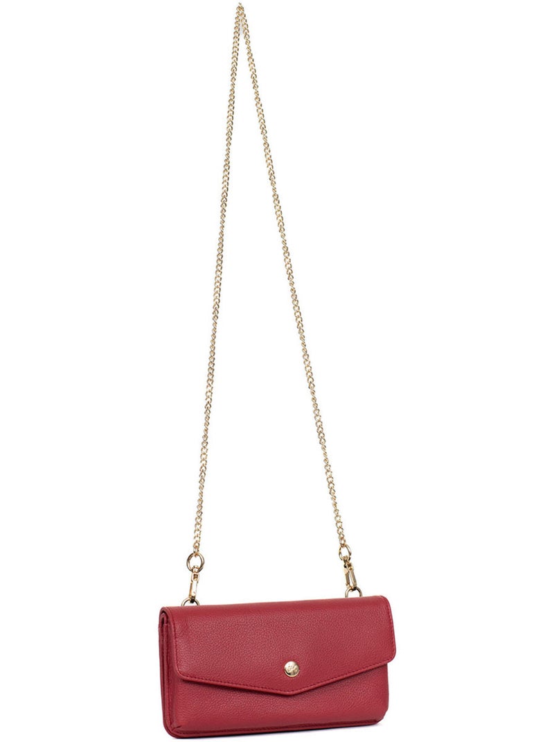 Funda para teléfono con cartera - 1 compartimento - detener rfid - cuero luna hexagona Rojo oscuro - Kiabi