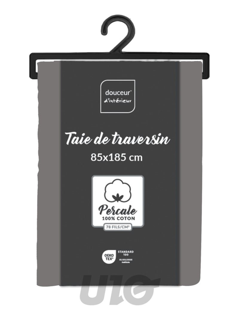 Fundas de almohada cilíndrica de Algodón Percal Percale Douceur d'Intérieur Gris antracita - Kiabi