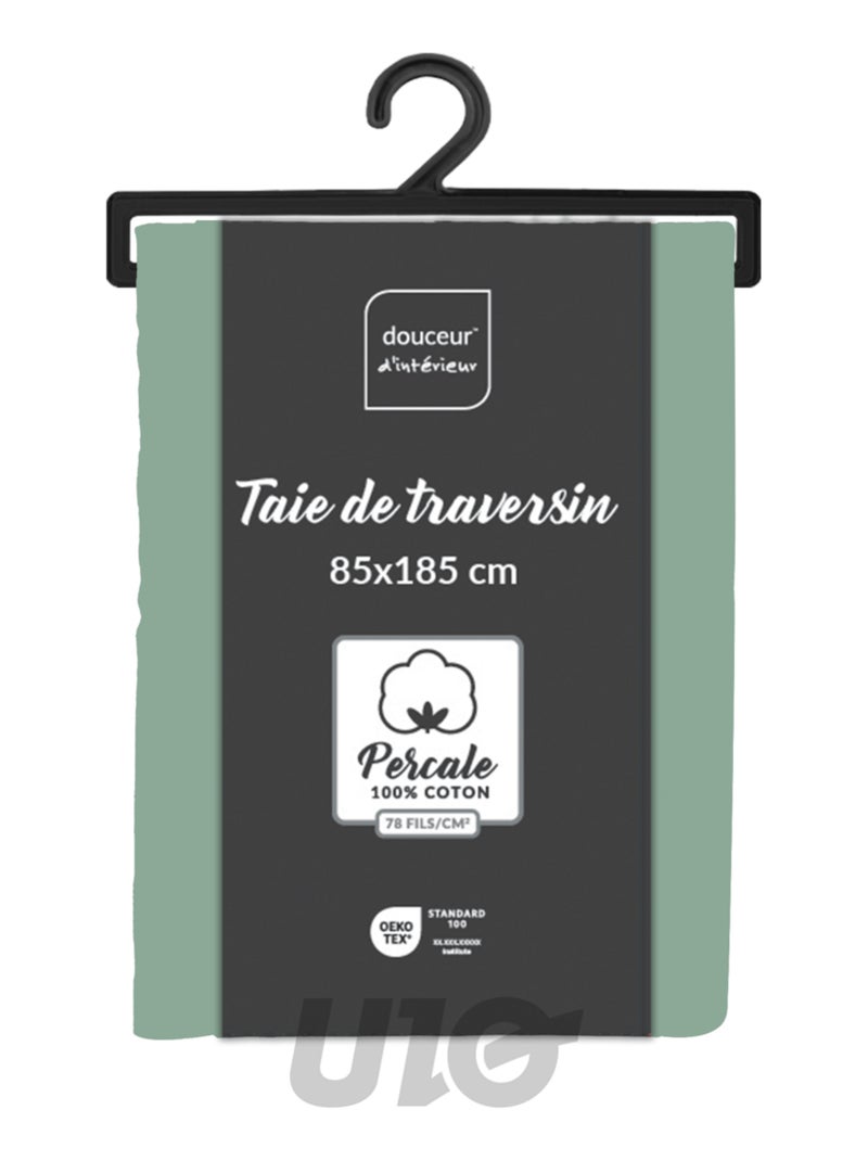 Fundas de almohada cilíndrica de Algodón Percal Percale Douceur d'Intérieur Verde salvia - Kiabi
