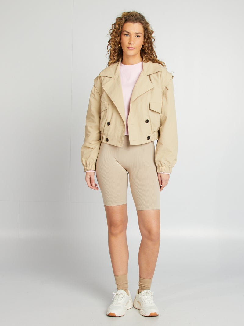 Gabardina corta - corte cropped BEIGE - Kiabi