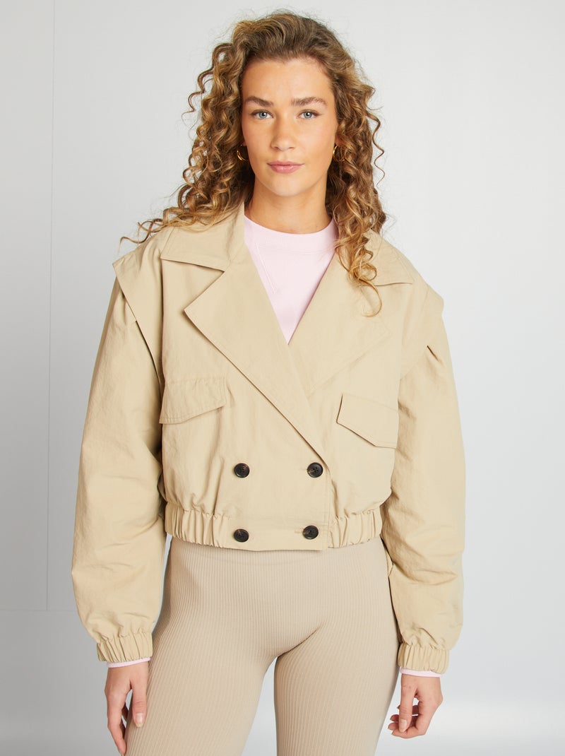 Gabardina corta - corte cropped BEIGE - Kiabi