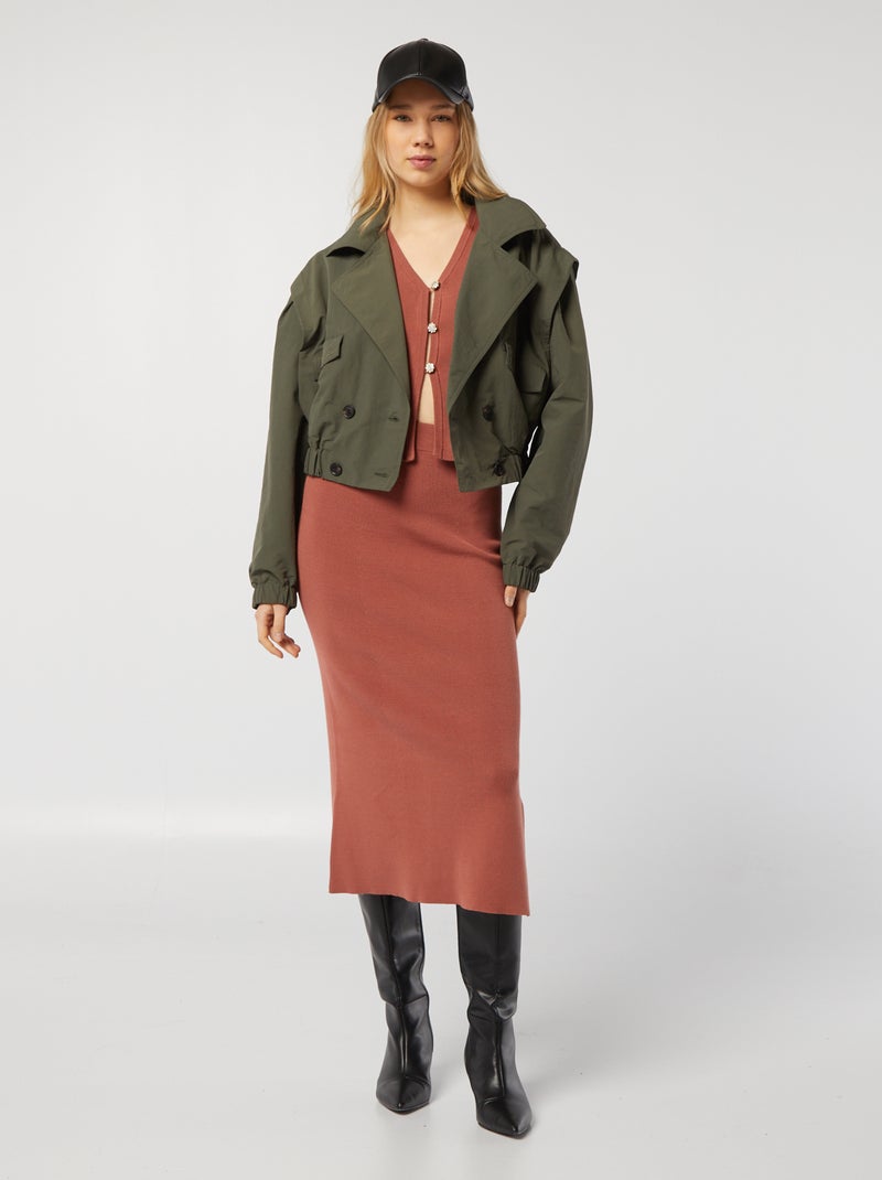 Gabardina corta - corte cropped VERDE - Kiabi
