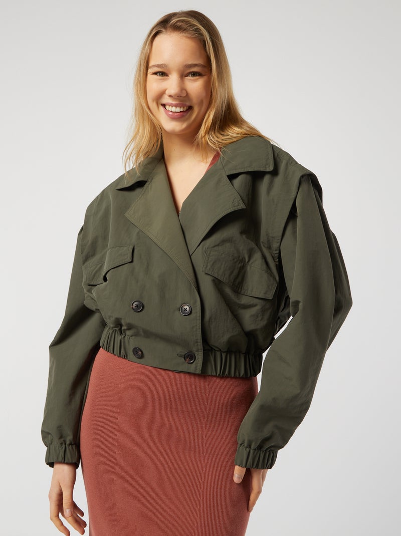 Gabardina corta - corte cropped VERDE - Kiabi