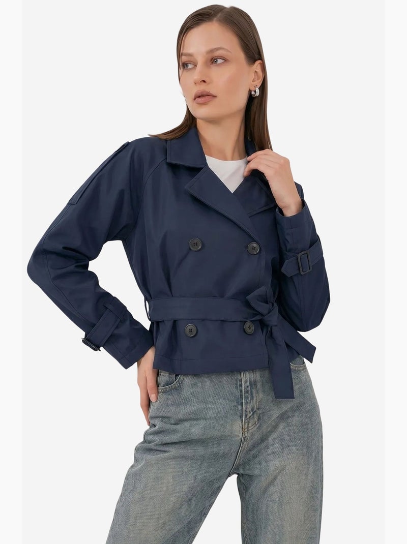 Gabardina corta con cinturón bdart Azul marino - Kiabi