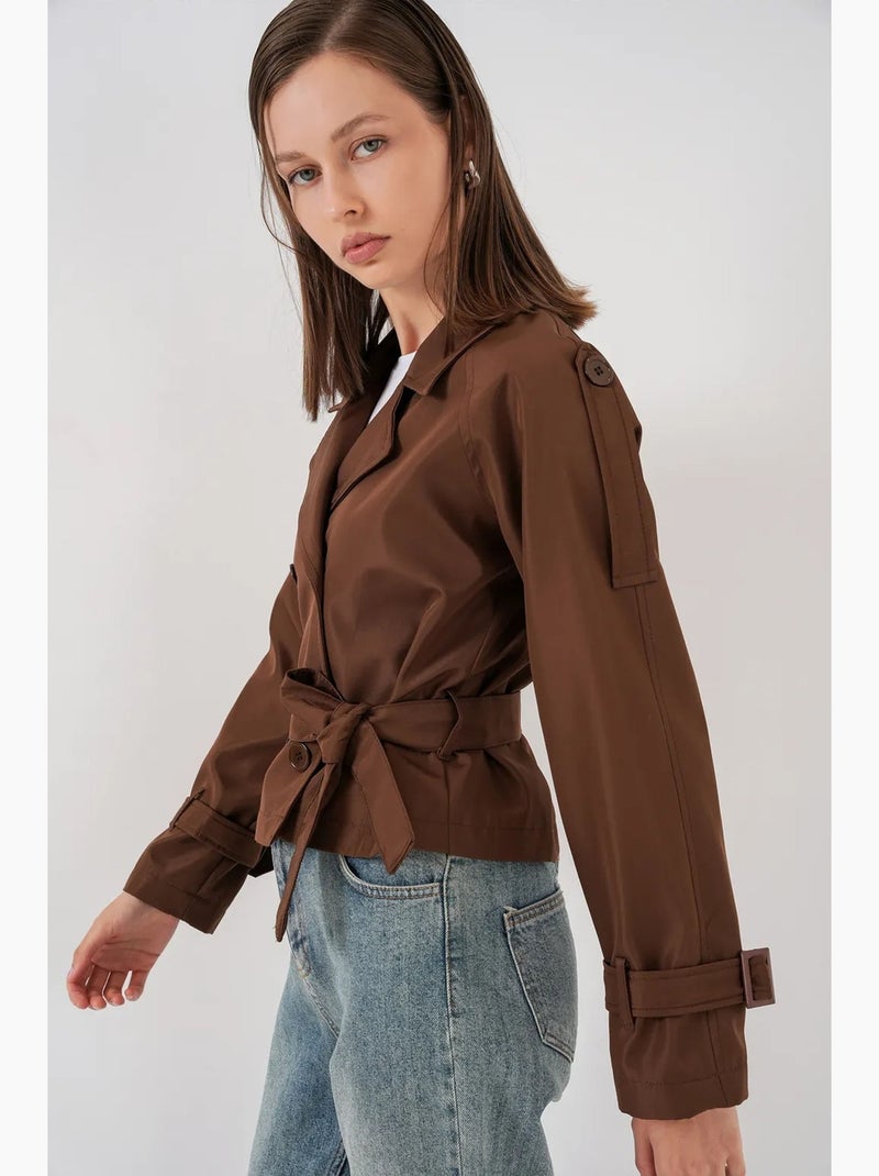 Gabardina corta con cinturón bdart Marrón - Kiabi