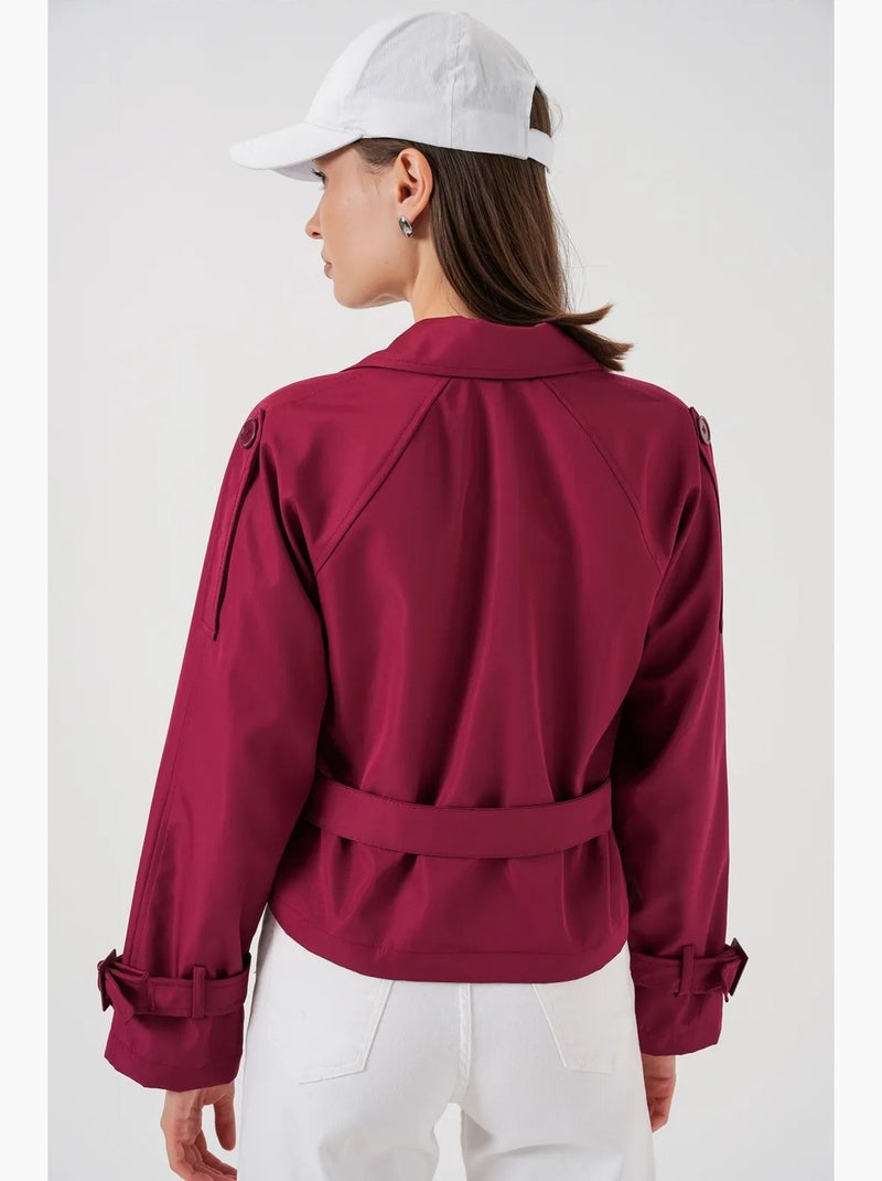 Gabardina corta con cinturón bdart Rojo burdeos - Kiabi