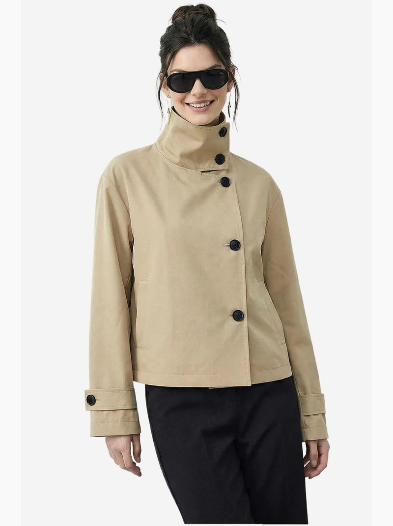 Gabardina corta con cuello mao lucci Beige arcilla - Kiabi
