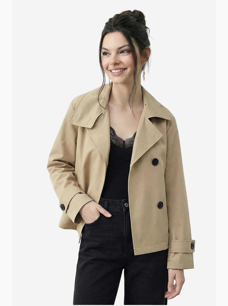 Gabardina corta con cuello mao lucci Beige arcilla - Kiabi