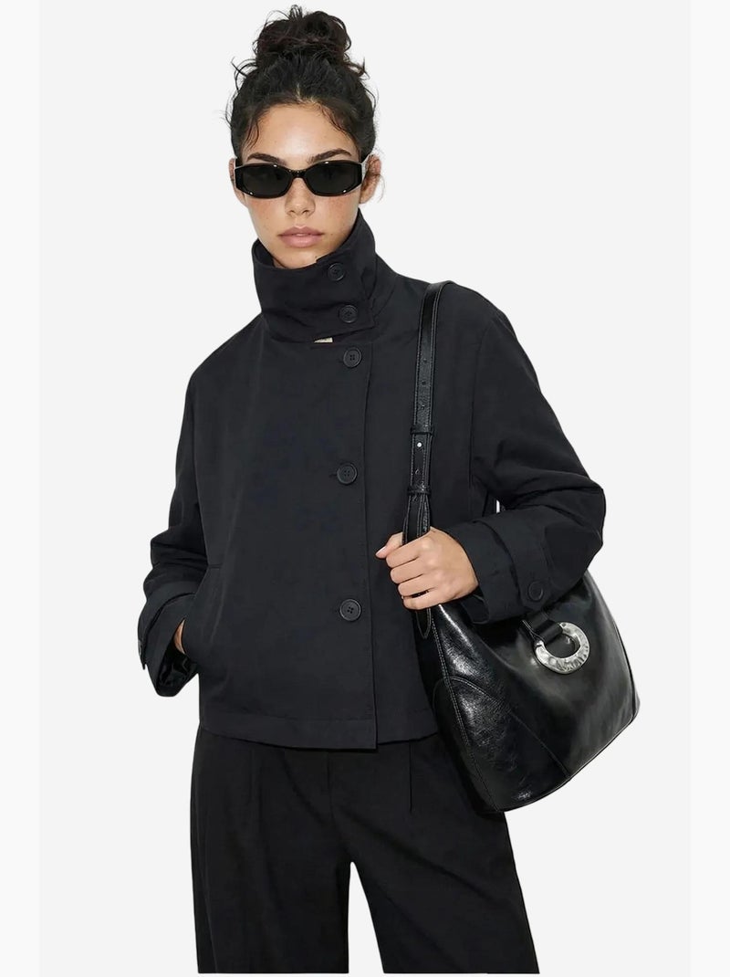 Gabardina corta con cuello mao lucci Negro - Kiabi