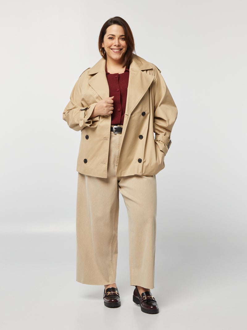 Gabardina corta con cuello sastre BEIGE - Kiabi