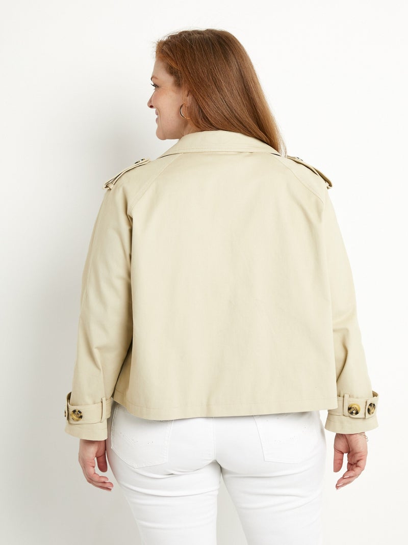 Gabardina corta con doble botonadura y forro de algodón - Afibel Beige - Kiabi