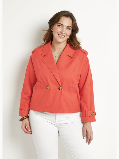 Gabardina corta con doble botonadura y forro de algodón - Afibel - Kiabi