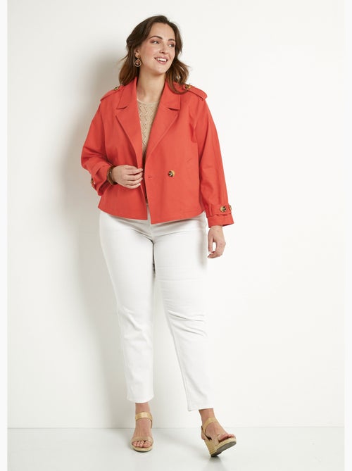 Gabardina corta con doble botonadura y forro de algodón - Afibel - Kiabi