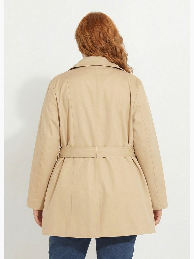 Gabardina corta cruzada Beige - Kiabi