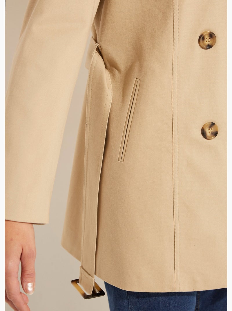 Gabardina corta cruzada Beige - Kiabi