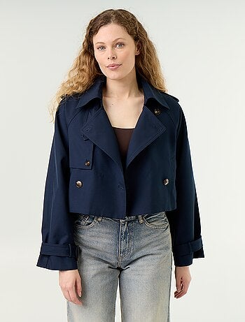 Gabardina corta de algodón