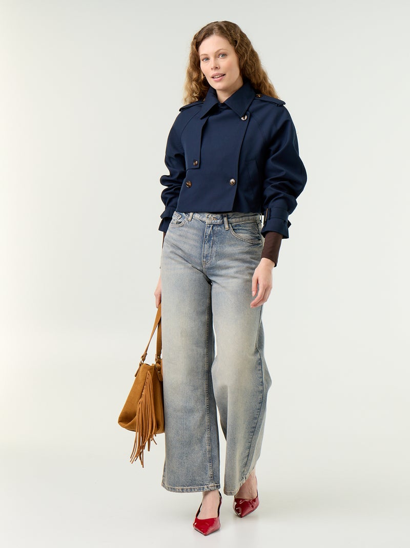 Gabardina corta de algodón Azul - Kiabi